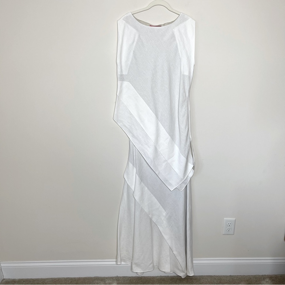 Asymmetrical White Women’s Dress
